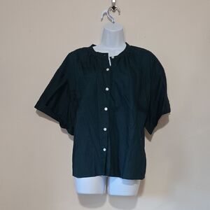Banana Republic Dark Green Short Sleeve Button-Down Top